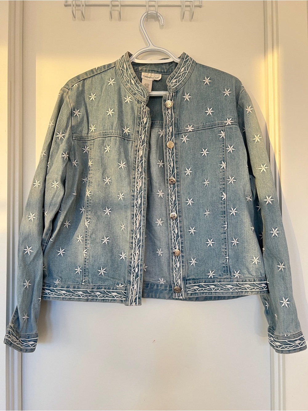Coldwater Creek Light Blue Embroidered Denim Jacket